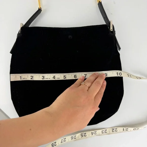 Fendi Vintage Mixed Metal Velvet Shoulder Bag Black Gold Silver - Picture 7 of 14